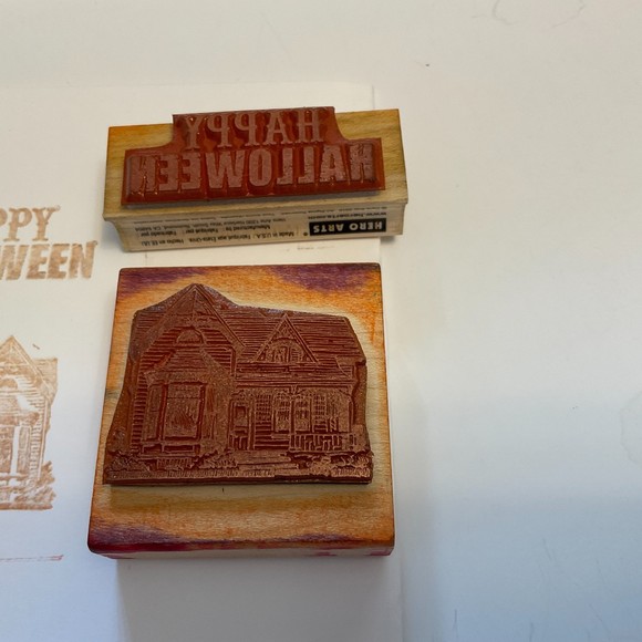 Halloween Rubber Stamps House and Happy Halloween - Picture 2 of 2